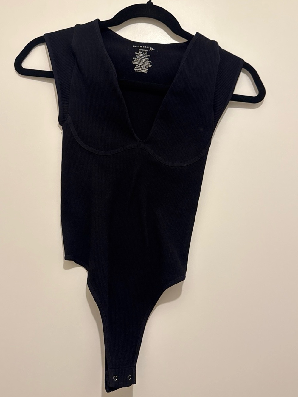 Free people Black Ribbed One-Piece bodysuit